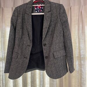 Boden Black and White Herringbone Blazer